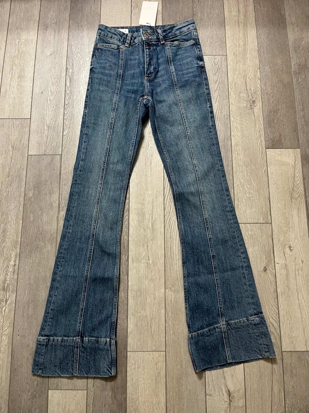 Zara  Z1975 Mid Rise Seam Blue Flare Jeans Size 2